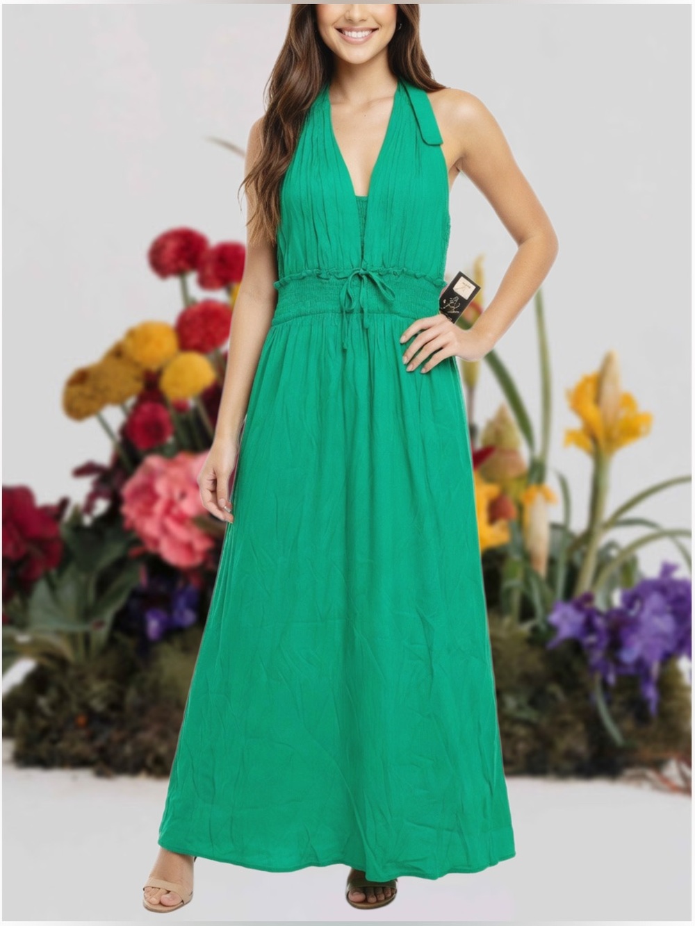 Vibrant Green Halter Maxi
